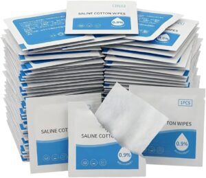 100 Pcs 0.9% Saline Wipes, Sodium C...