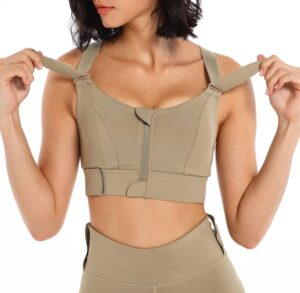 FEOYA Sports Bras for Women Zip Fro...